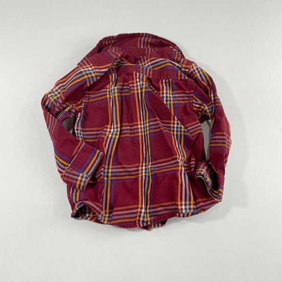 Cat & Jack Maroon Plaid Long Sleeve Button Down Shirt Baby Sz 18 month - Picture 6 of 7